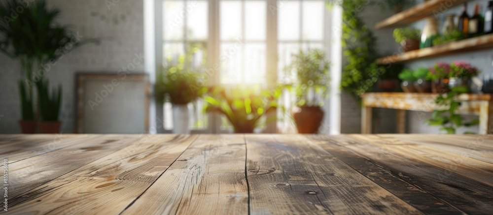 Aufkleber Table Top And Blur Interior of Background. with copy space image. Place for adding text or design