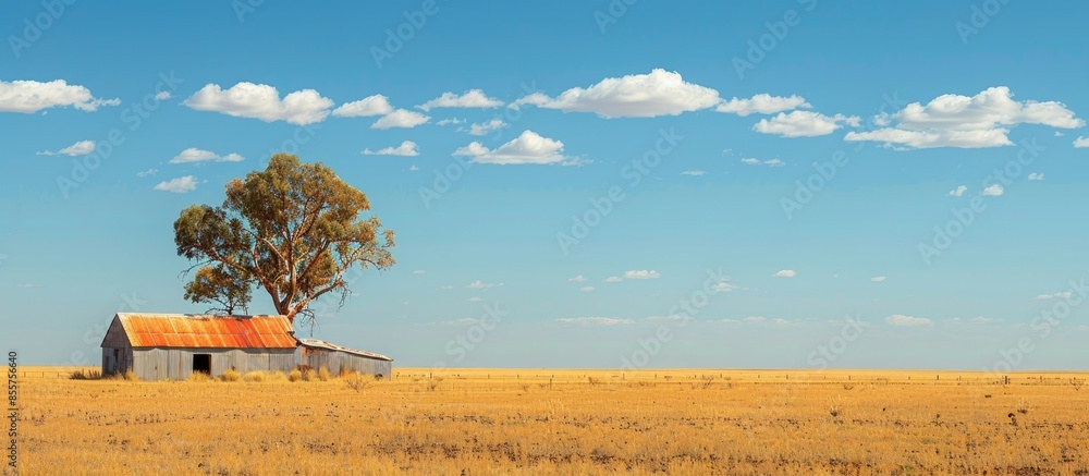 Aufkleber Remote farm in the Australian outback. Copy space image. Place for adding text or design