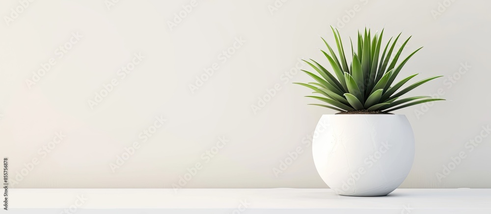 Leinwandbilder ornament fat plant in white clay pot on white background with empty blank space for text or work . with copy space image. Place for adding text or design