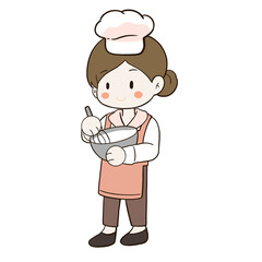 Cartoon woman holding a whip and whipped cream