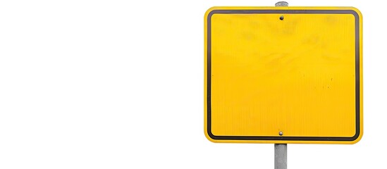 Blank yellow road sign or Empty traffic signs isolated on white background. Copy space image. Place for adding text or design