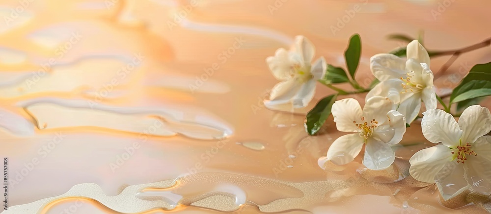 Poster cape flower bath jasmine placed isolated on a pastel background. with copy space image. place for ad