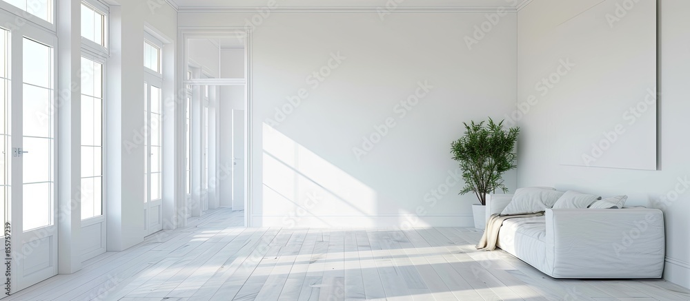 Aufkleber new apartment without finishing in white color. with copy space image. Place for adding text or design