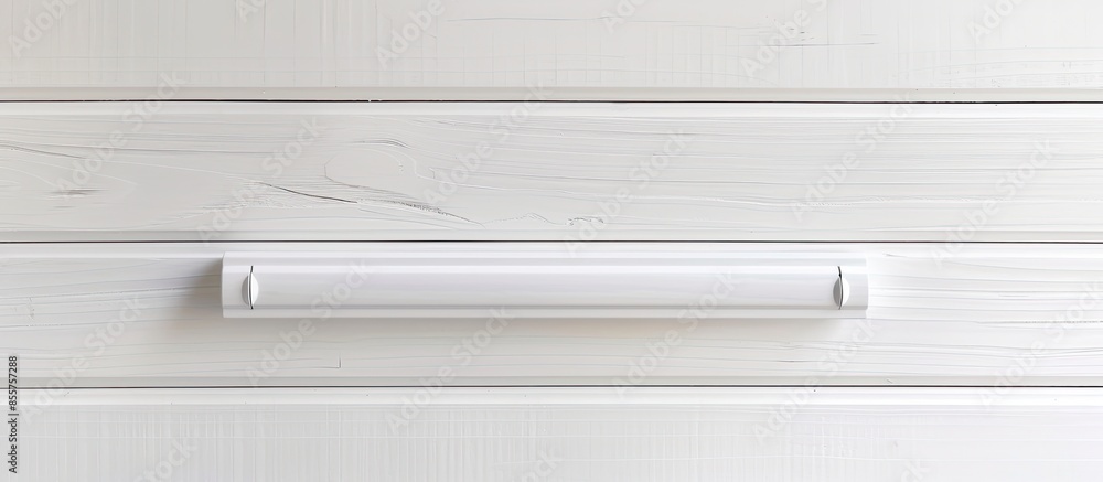 Poster recessed door handle on white wooden sliding door. with copy space image. place for adding text or d