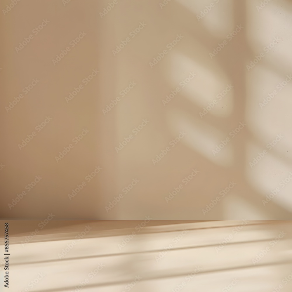Aufkleber 3d rendering of an empty room with beige wall and floor background for product displays or branding 