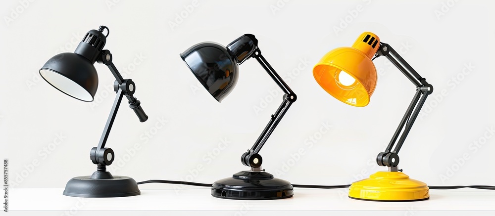 Fototapete desk lamp with a power regulator set isolated on white background. with copy space image. place for 