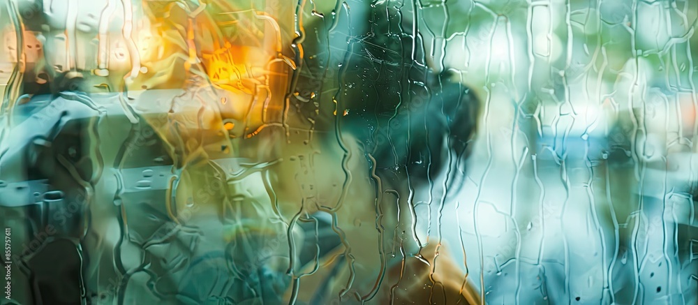 Poster Look trough blurred glass window. with copy space image. Place for adding text or design