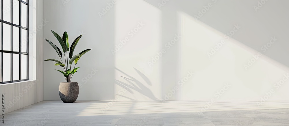 Poster photo background in white room. Copy space image. Place for adding text or design