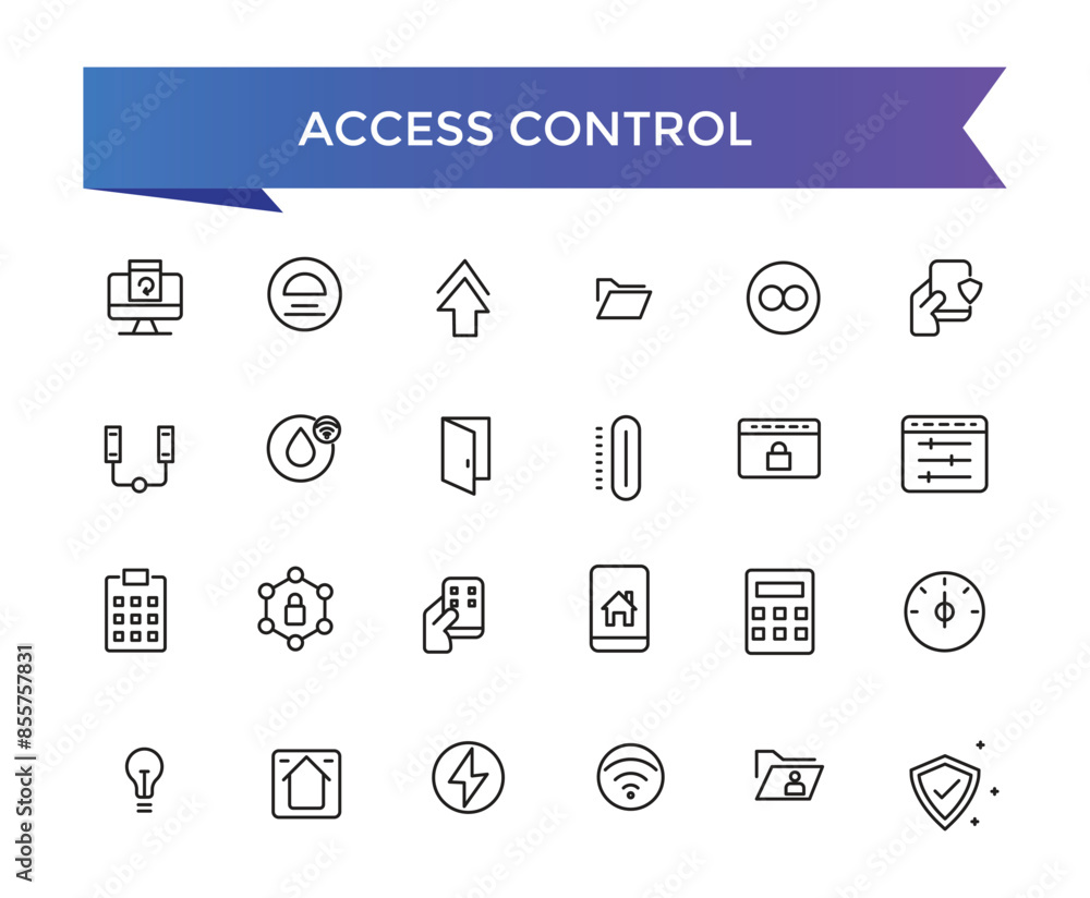 Poster access control icons set with editable stroke collection. line icons pack. vector illustration.