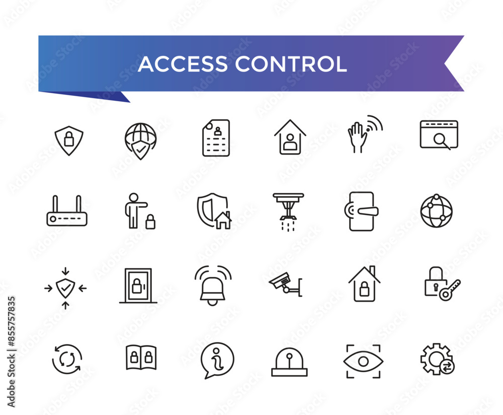 Poster access control icons set with editable stroke collection. line icons pack. vector illustration.