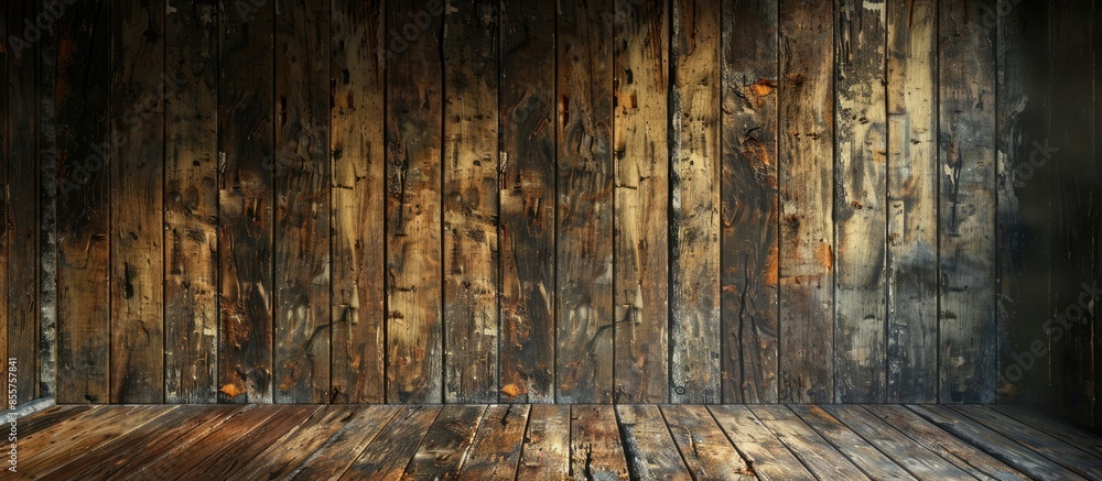 Poster old room, wooden wall . with copy space image. place for adding text or design