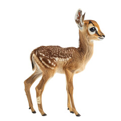 Naklejka premium Adorable young deer standing on transparent background. Perfect for wildlife and nature-themed projects. 