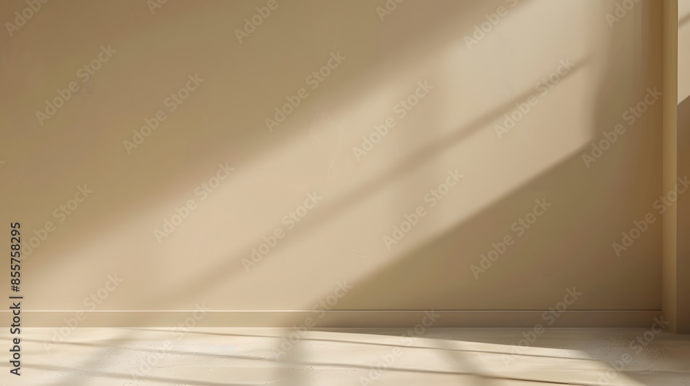 Aufkleber 3d rendering of an empty room with beige wall and floor background for product displays or branding 