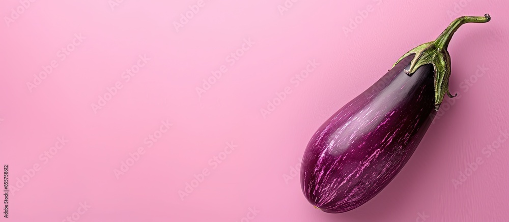 Aufkleber eggplant isolated on pastel background isolated eggplant. with copy space image. place for adding te