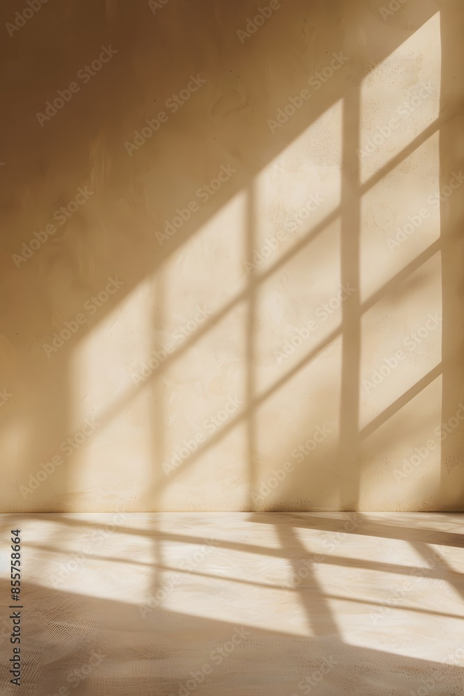 Aufkleber 3d rendering of an empty room with beige wall and floor background for product displays or branding 