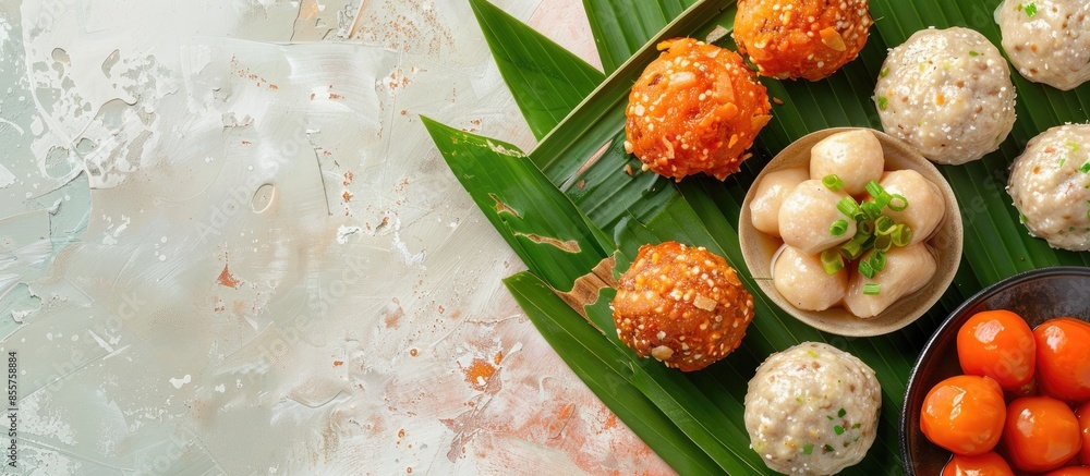 Poster frozen meatballs with various variants including tofu meatballs, egg balls and meatball crackers. on