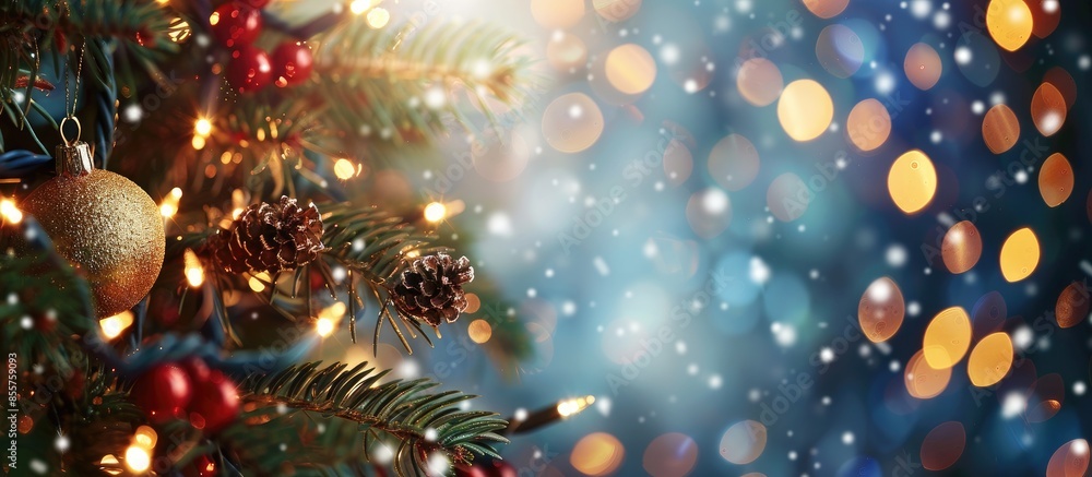 Poster Background blur of Christmas light with bokeh. with copy space image. Place for adding text or design