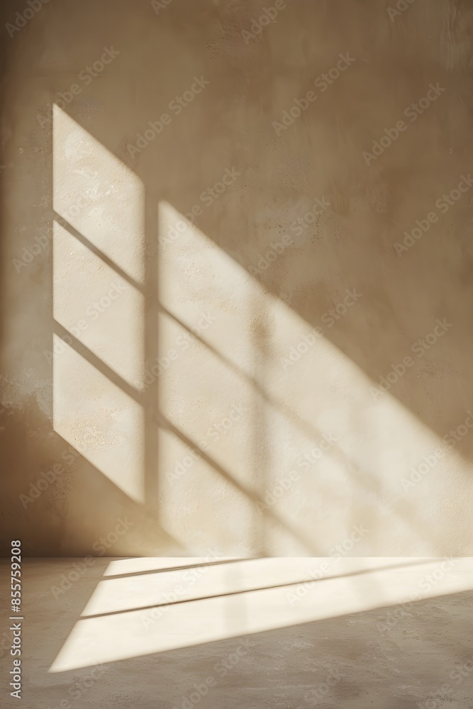 Aufkleber 3d rendering of an empty room with beige wall and floor background for product displays or branding 