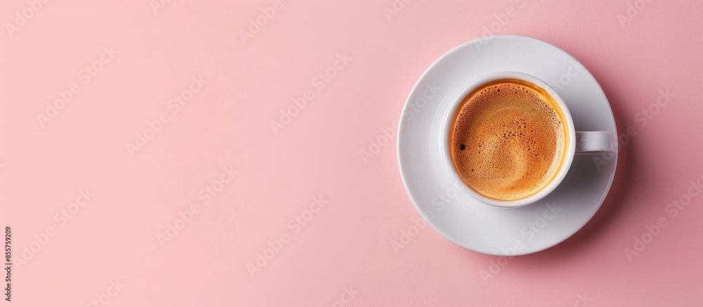 Poster Americano kept on a plain pastel background.  Coffee. with copy space image. Place for adding text or design