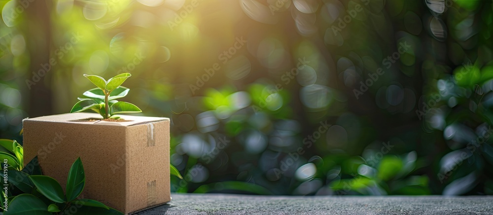 Poster business ecommerce or online shopping concepts with product box order growing.marketing and strategy