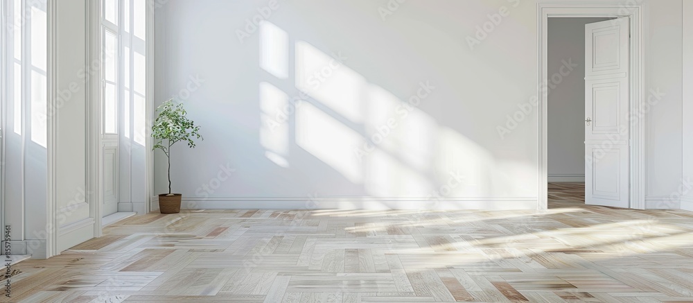 Aufkleber new apartment without finishing in white color. with copy space image. Place for adding text or design