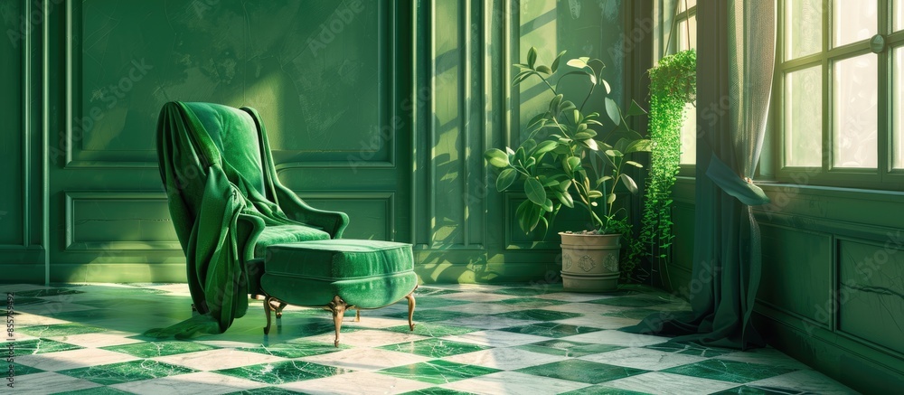 Aufkleber Classical Green Interior. with copy space image. Place for adding text or design