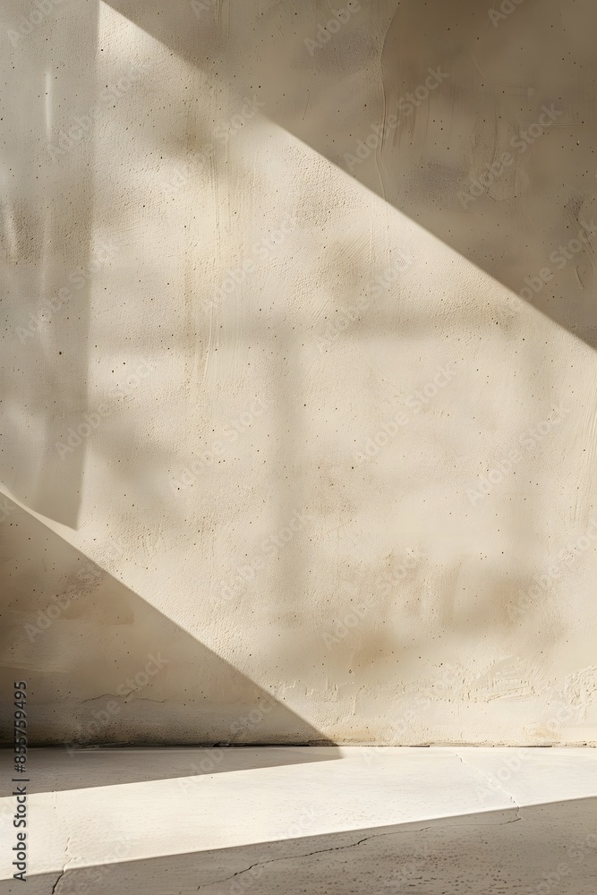 Poster 3d rendering of an empty room with beige wall and floor background for product displays or branding 