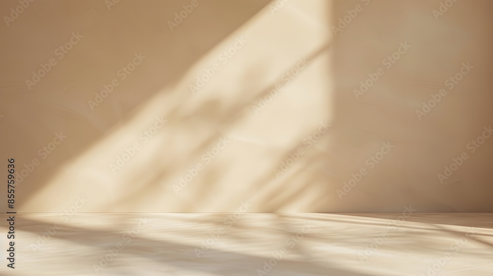 Poster 3d rendering of an empty room with beige wall and floor background for product displays or branding 