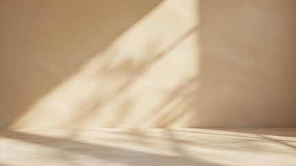 Obraz premium 3D rendering of an empty room with beige wall and floor background for product displays or branding mockups in the style of minimalism 
