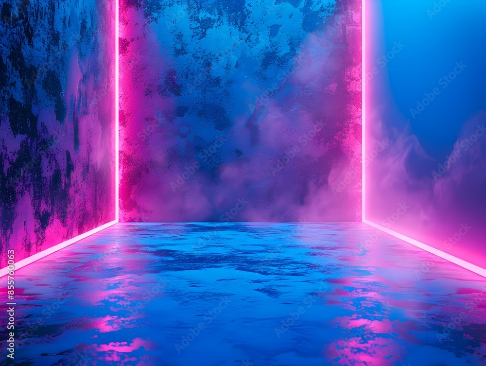 Aufkleber mesmerizing neon lit abstract background with gentle light effects for sophisticated product display