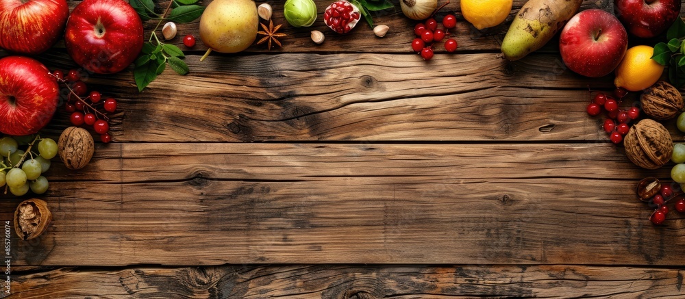 Leinwandbilder selection of food that is good for the health and skin, rustic wood background. with copy space imag