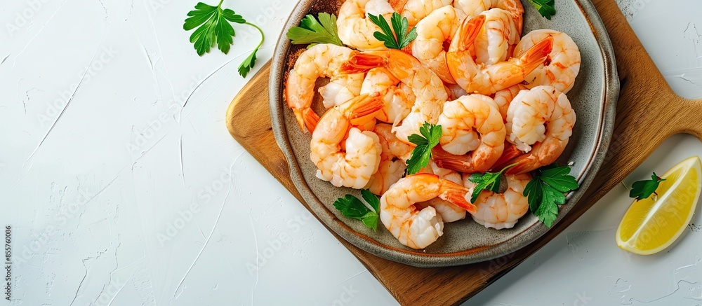 Aufkleber Fresh shrimp meatballs pastel background  Food  Isolated. with copy space image. Place for adding text or design