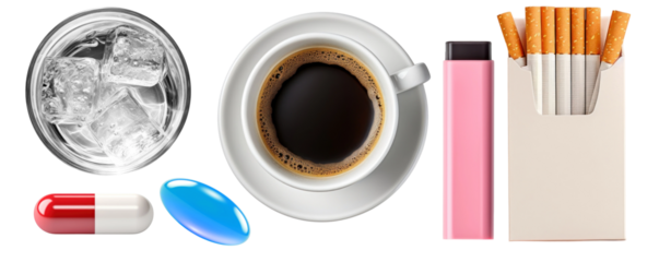 PNG typical breakfast aerial view  cut out element set