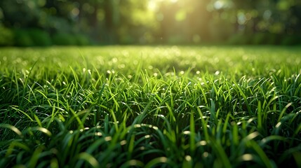 Naklejka premium Lush Green Grass Texture for Outdoor Product Presentation with Copy Space