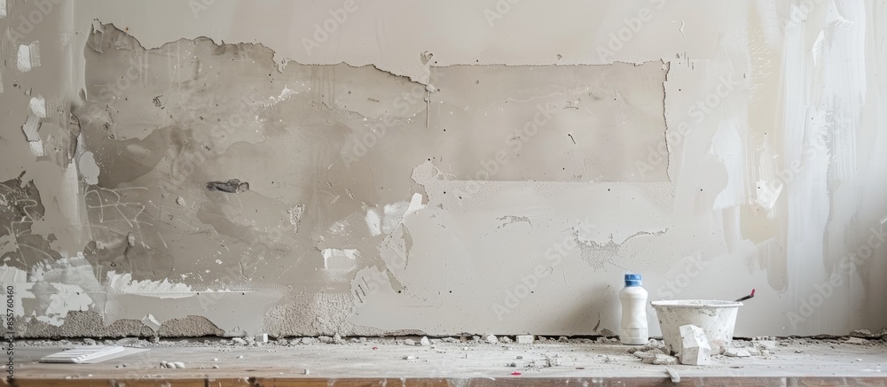 Poster drywall background during flat renovation - dry wall room renovation. with copy space image. place f