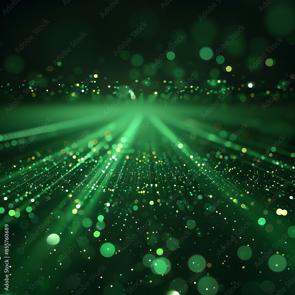 Poster captivating dark neon green background with soft glow and mesmerizing light particles