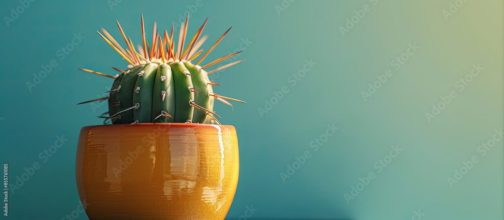 Poster cactus pot in the indoor garden . with copy space image. Place for adding text or design