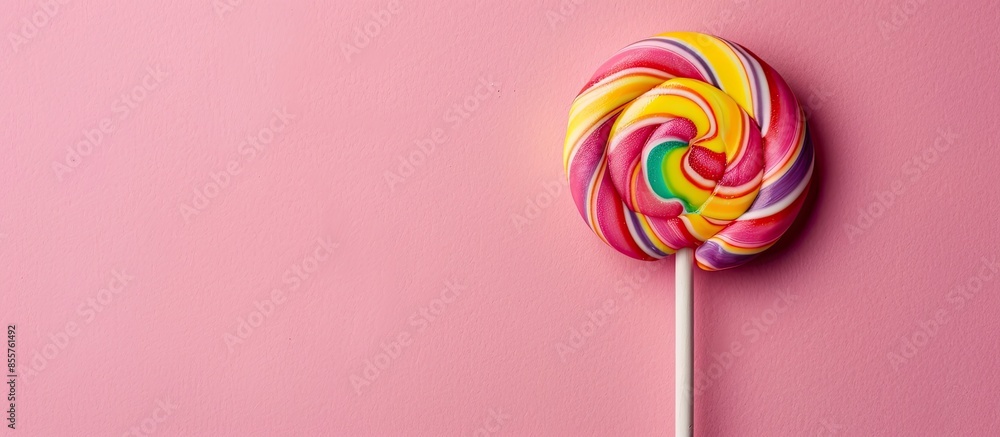 Aufkleber colorful spiral lollipop lolly pop on a pastel background. with copy space image. place for adding t