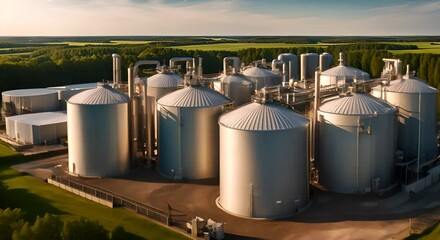 Bioenergy plant with storage tanks