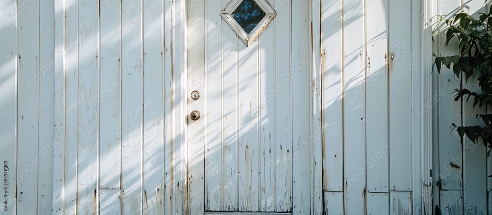Aufkleber White front door from inside showing diamond shaped window. with copy space image. Place for adding text or design