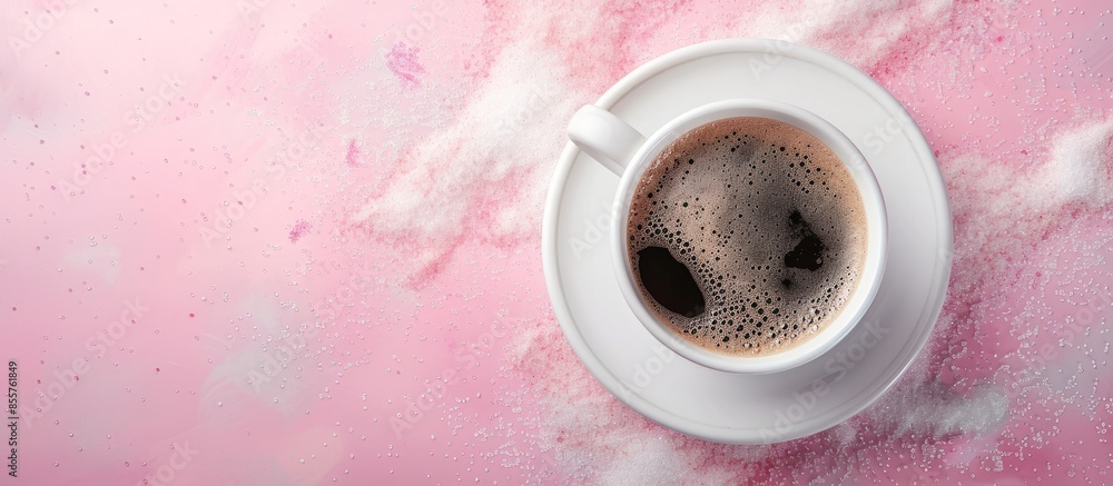 Poster Coffee flow with little sugar pastel background  Abstract. with copy space image. Place for adding text or design