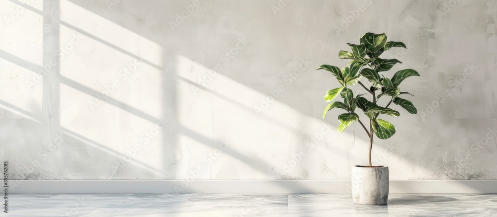 Poster fiddle leaf fig tree in home. with copy space image. Place for adding text or design