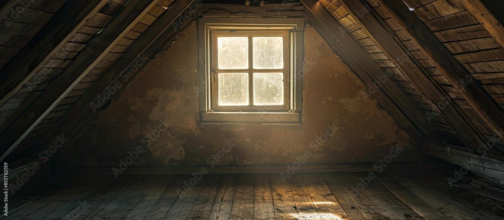 Poster attic window. with copy space image. Place for adding text or design
