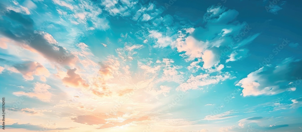 Poster Fantastic pretty sparkling sky and clouds. Copy space image. Place for adding text or design