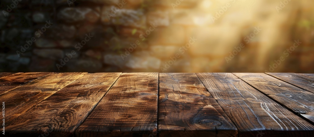 Aufkleber Empty Table with wooden background. with copy space image. Place for adding text or design