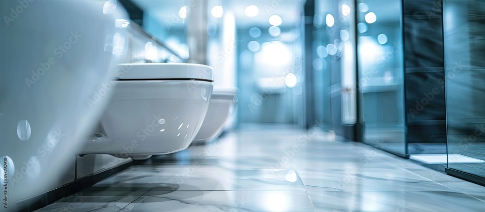 Poster Abstract blur and defocused bathroom and toilet interior for background. with copy space image. Place for adding text or design
