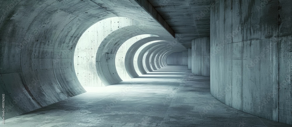 Fototapete Abstract building facade concrete void or tunnel with natural light in the end in twist view/ architecture design / abstract concept / background texture. with copy space image