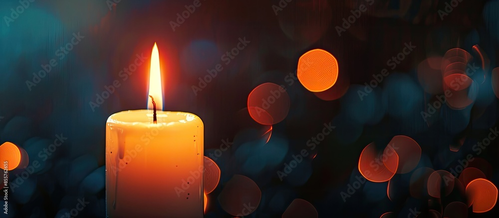 Aufkleber white candle to light when the lights go out. with copy space image. Place for adding text or design