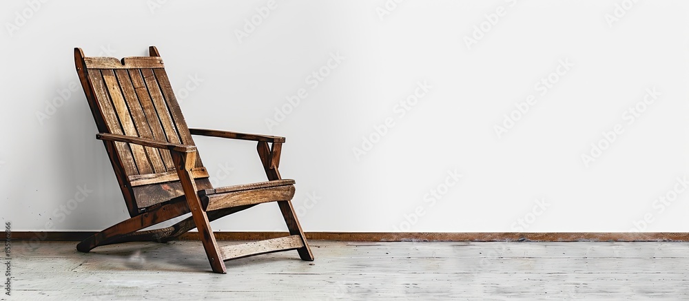 Poster Old wooden long chair isolated. with copy space image. Place for adding text or design