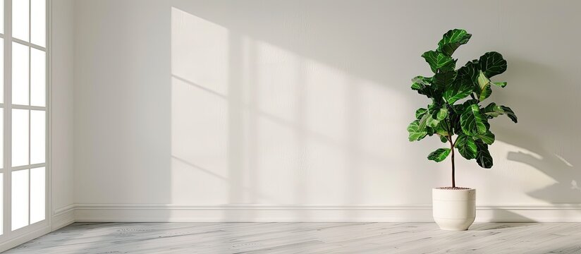 fiddle leaf fig tree in home. with copy space image. Place for adding text or design
